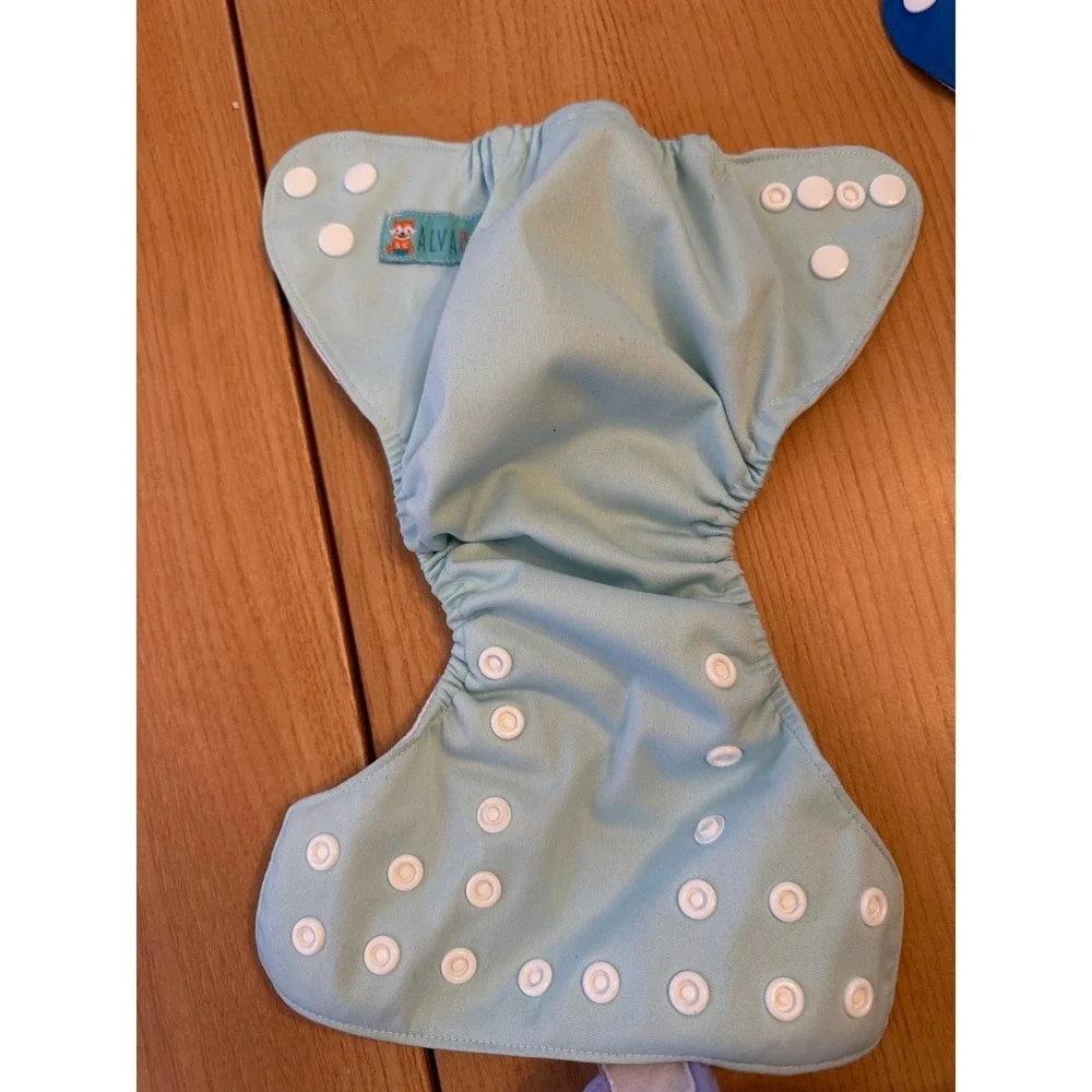 ALVABABY Cloth Pocket‎ Diaper Lot Baby OS Blue Purple Snap Hook and Loop